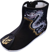 EnJoCho Little Boys Round Toe Boots Cotton Boots for Boys Cloth Shoes Children Embroidered Shoes Boys Hanfu Shoes 2-12Years