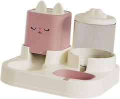 Automatic Cat Feeder Waterer, Food Bowl, Removable Pet Water Food Bowl with Water Dispenser for Indoor, Bunny