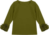 Ruffles Long Sleeve Crewneck T-Shirts for Little Girls Solid Color Basic Blouse Tee Tops Little Boy Spring Jacket