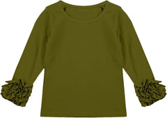 Ruffles Long Sleeve Crewneck T-Shirts for Little Girls Solid Color Basic Blouse Tee Tops Little Boy Spring Jacket