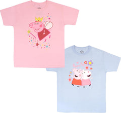 Peppa Pig Girls Graphic Tees Short Sleeve T Shirts Girls Fashion T Shirt 2 Pack Girls Tops Clothing