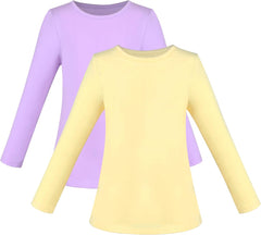 Sunny Fashion 2 Pack Girls Top Tee Shirt Base Layer Comfort Cotton Soft