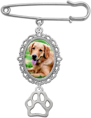 Wedding Bouquet Charm Dog Pet Memorial Paw Pet Bouquet Pin Brooch Photo Charm w Photo Resizing Software