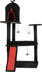 Gothic Cat Tree with Coffin Bed,53" Cat Tower with Spacious Cat Condo,Scratching Posts,Spider Hanging Ball,Multi-Level Cat Activities Furniture for Large Cats, Black Halloween