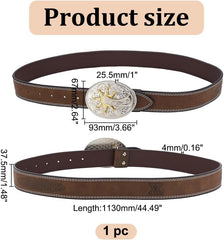 Western Cowboy PU Leather Belt Engraved Buckle Belts Country Rodeo Buckle Belt Vintage Bull Buckle
