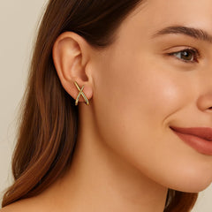 1 Pair Gold Stud Earring for Women, X Delicate Simple Earrings, Minimalist Jewelry for Casual Wear, Fashionable Accessory for Everyday Use(Golden)