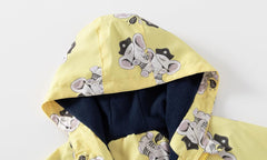 Meufam Toddler Boys Girl Cute Cartoon Plaid Print Zip Jacket Hooded Plush Fashion Lightweight Windbreaker Coats Outerwear