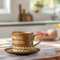 Espresso Cup with Saucer Latte Juice Mug with Handle Drinkware Milk Mug Hot Tea Cup for Office Home Kitchen Restaurant Party