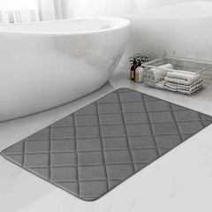 Soft Absorbent Bath Mat Velvet Fleece Kitchen Floor Mats Bathroom Rug Nonslip Toilet Rugs Rectangle Bathroom Rugs Toilet Mats for Bathrooms Thickmachine Washable Toilets Rug Gray