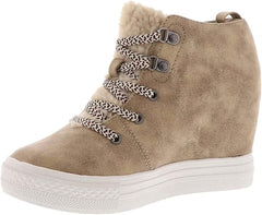 Not Rated Women's Fashion Trendy Faux Suede Lace System Tiburon Wedge Sneakers Boot