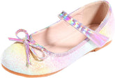 Girls Mary Jane Shoes Flat Princess Shoes Bowknot Pearl Children Soft Sole Leather Shoes Wedding Party Dress Shoes (Pink, 2 Big Kids)
