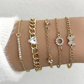 Gold Bracelets Arm Adornment Gilded Wrist Jewelry Fashionable Accessory Set for Ladies Bohemian Design