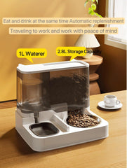 Automatic Cat Feeder and Water Dispenser, Cat Bowl Dog Bowl Gravity Feeder and Drinking Dispenser Wet and Dry for Cats and Small Dogs, Can Manage a week's Worth of Food and Drink Without Worries