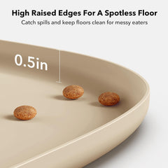 PETLIBRO Dog Food Mat, Silicone Waterproof Cat Food Mat for Bowl & Waterer, Non-Slip Dog Feeder Mats, Raised Edge Spill Protection Floor Ivory