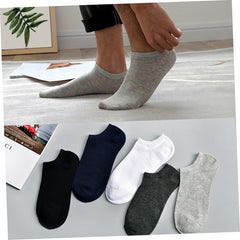 5pairs Summer Thin Socks Men's Cotton Ankle Socks White Black Flat Non-slip Crew Breathable Comfortable Fits for Stylish Shoes