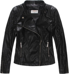 LJYH Girls Faux Leather Quilted Shoulder Motorcycle Jackets Kids Spring Moto Biker Coats Black 11/12 Years Boys Spring Faux Leather Moto Jackets Kids Zipper Fall Coats Outerwear 11-12yrs 150