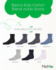 MeMoi Unisex Basics Kids Cotton Blend Ankle Socks