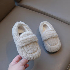Fashionable Winter Children Boots Boys And Girls Cotton Shoes Flat Bottom Plush Warm Slip On Girls Rain Boots with Bows