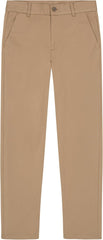 Nautica Boys School Uniform Twill Khaki Pants, Flat Front & Elasticized Waistband, Zipper Closure With Faux Button