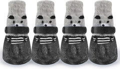 Pet Socks, Slip Dog Boots Soft Rain Snow Proof Rubber 4PCS for Walking (Black_L)