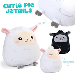 BenBen Lamb Plush Toy, Set of 3, 12" and 7'' Squishy Lamb Stuffed Animals, Kawaii Sheep Plushies Gift for Kids, Cute Plush Pillow, Easter Basket Stuffers