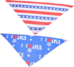 Sosoport 2pcs Independence Day Pet Bandanas American Flag Pattern Scarf for Dogs and Cats Stylish Pet Accessories for Celebrations