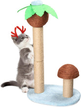 27.5in Coconut Palm Tree Cat Scratching Post, Cute Cat Scratcher with Natural Sisal Posts & Dangling Balls for Indoor Cats