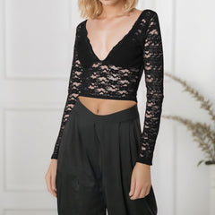 Women Y2K Lace Tops Tees for Teen Girl Neck Long Sleeve T Shirt Solid Pullover Slim Fit Bottom Short T Shirt