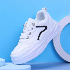 Unisex Boys Girls Shoes Antiskid Flat Tennis Sneakers Little Child Outdoor Lace up Casual White Running Shoes