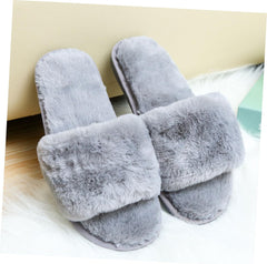Plush Anti-slip Household Slippers for Men and Women Soft-soled Warm Floor Shoes Grey Comfortable Indoor Footwear