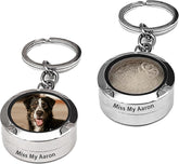 Personalized Locket Keychain Dog Hair Keychain Memorial Pet Fur Keepsake with Name Photo Custom Locket for Ashes Portrait Cremation Jewelry for Pet Loss of Dog Cat Sympathy Remembrance Gift