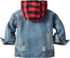 Joe Wenko Boys Girls Kids Hooded Denim Jacket Teens Jean Jacket with Hood