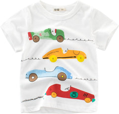 Toddler Kids Baby Boys Girls Cars Short Sleeve Crewneck T Shirts Tops Tee Clothes for Comfortable Summer Tops