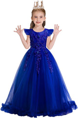 MYRISAM Girl's Embroidery Tulle Lace Maxi Flower Girl Wedding Dress Birthday Pageant Communion Dance Party Tulle Gown