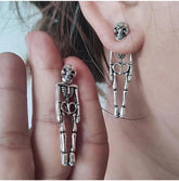 2pcs Gothic Skull Faux Human Skull Bone Drop Earrings Stud Earrings Halloween For Women Suitable For Halloween Party