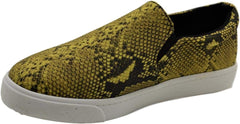 Soda Reign Slip-On Sneakers for Women, Size 6, Mustard Python