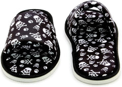 CHOCHILI Men Danger Skull Open Toe Home Kitchen Garage Slippers Black and White Silent Walk Lightweight for Male Adult Size 8.5 to 9.5