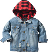 Joe Wenko Boys Girls Kids Hooded Denim Jacket Teens Jean Jacket with Hood