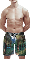 Men's Swim Trunks Park Beach Shorts Quick Dry Summer Bathing Suit Swimwear Beachwear with Pockets
