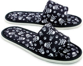 CHOCHILI Men Danger Skull Open Toe Home Kitchen Garage Slippers Black and White Silent Walk Lightweight for Male Adult Size 8.5 to 9.5