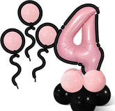 27Pcs Happy 4th Birthday Decorations Pink 4 Balloons,4th Year Old Party Supplies, Foil Helium Mylar Agate Star Heart Shaped Balloons Hot 4th Birthday Balloon for Princess Girl 4 Birthday Baby Shower