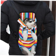 Pet Dog Backpack Carrier with Straps for Front Back Use Colorful Design for Outdoor Activities and Shopping