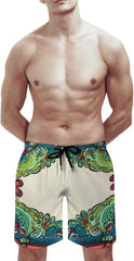 Men's Swim Trunks Border in Color Pattern Beach Shorts Quick Dry Summer Bathing Suit Swimwear Beachwear with Pockets
