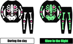Tkria Kids Pajamas for Boys Skeleton Glow-in-The-Dark Cotton Sleepwear Toddler Clothes Halloween Outfit Size 1-7T…