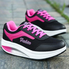 Hbeylia Platform Fashion Sneakers For Women Waterproof Leather Fashion Casual Lace Up Chunky Bottom High Heels Walking Running Hiking Athletic Sport Shoes Fall Low Top Skateboard Play Sneakers