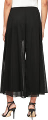 Alex Evenings Women's Wide Leg Chiffon Dress Pant for Mother of The Bride, Elegant Party Outfit (Petite and Regular Sizes)