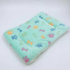 Cloud Heart Print Bone Paw Pattern Rectangle Pet Mat Winter Soft Flannel Cat Bed Mat Pet Supplies Cat Sleeping Pad