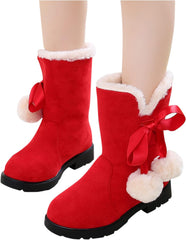 IWIHMIV Toddler Girls Boots Kids Ankle Boots Warm Boots Low heel Short Booties Winter Snow Boots Non Slip Outdoor Shoes