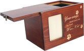 Pet Urn Bone Ash Box with Photo Frame for Cats and Dogs Natural Keepsake Cinerary Casket Compact and Memorial for Pet Loss