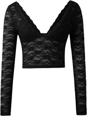 Women Y2K Lace Tops Tees for Teen Girl Neck Long Sleeve T Shirt Solid Pullover Slim Fit Bottom Short T Shirt